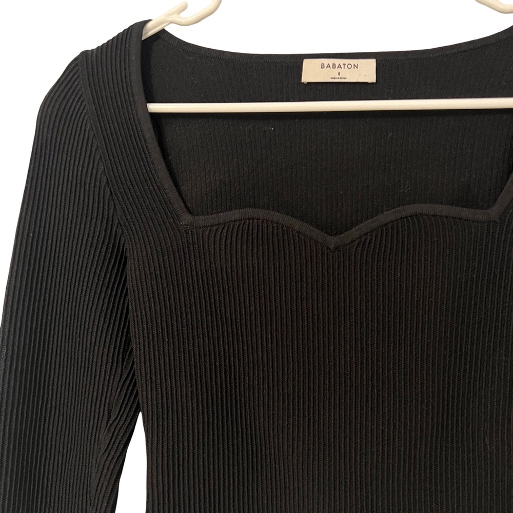 Aritzia Black Sculpt Knit Long Sleeve Top